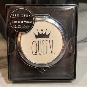 Rae Dunn Compact Mirror with 1X and 10X Magnifying Mirrors "QUEEN"